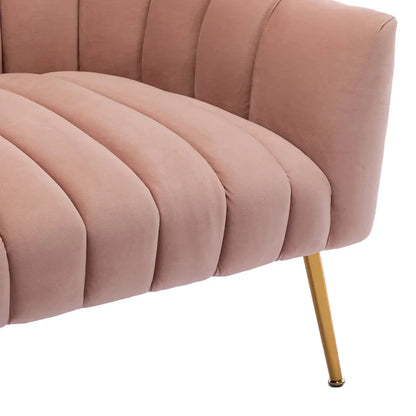 Classic Pink Tufted Velvet Lounge Chair – Luxury Accent Armchair with Gold Metal Legs