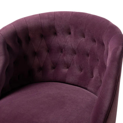 Luxury Magenta Tufted Velvet Office Chair with Golden Base – Adjustable Swivel Accent Chair