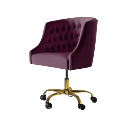 Luxury Magenta Tufted Velvet Office Chair with Golden Base – Adjustable Swivel Accent Chair