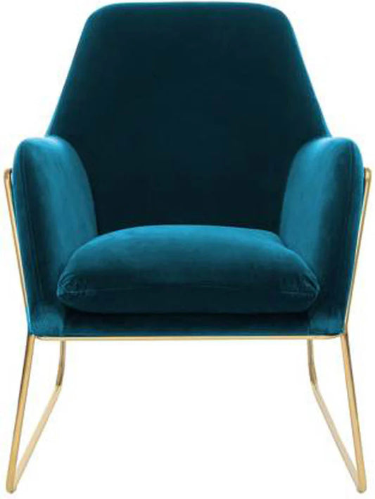Sea Green Velvet Lounge Accent Chair with Gold Metal Frame – Modern Luxury Armchair for Living Room & Office