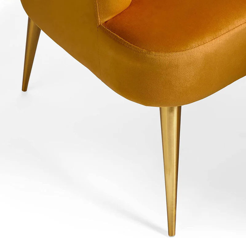 Luxury Opening Shell Yellow Velvet Lounge Chair – Modern Designer Accent Chair with Gold Legs